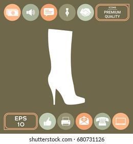 Women shoes icon, the modern silhouette. Menu item in the web design