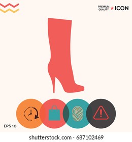 Women shoes icon, the modern silhouette. Menu item in the web design