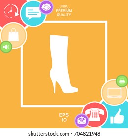 Women shoes icon, the modern silhouette. Menu item in the web design