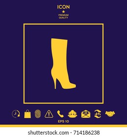 Women shoes icon, the modern silhouette. Menu item in the web design