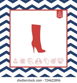 Women shoes icon, the modern silhouette. Menu item in the web design