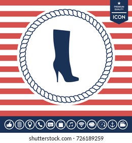 Women shoes icon, the modern silhouette. Menu item in the web design