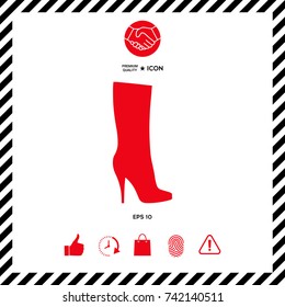 Women shoes icon, the modern silhouette. Menu item in the web design