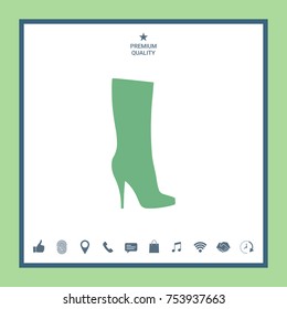 Women shoes icon, the modern silhouette. Menu item in the web design