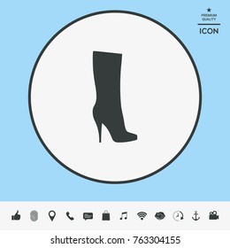 Women shoes icon, the modern silhouette. Menu item in the web design