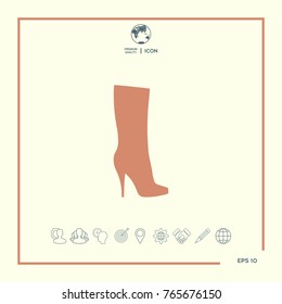 Women shoes icon, the modern silhouette. Menu item in the web design