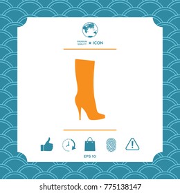 Women shoes icon, the modern silhouette. Menu item in the web design