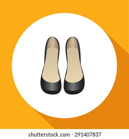 Women shoes Icon on white circle with a long shadow