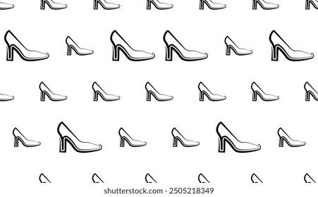 Women Shoes Icon Seamless Pattern, Girl Heel Shoes Vector Art Illustration