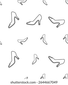 Women Shoes Icon Seamless Pattern, Girl Heel Shoes Vector Art Illustration