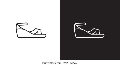 Women shoes line icon. Sandal shoes vector illustration icon. Fashion icon with editable stroke on black and transparent background. Fashion icon.