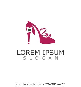 Women shoes logo design High heel fashion icon template vector for business store