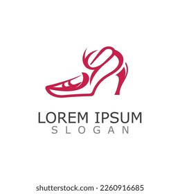 Women shoes logo design High heel fashion icon template vector for business store
