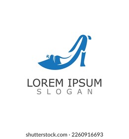 Women shoes logo design High heel fashion icon template vector for business store