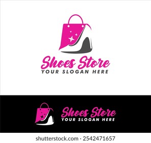 women shoes logo vector illustration template design concept for shoes store shop fashion and feminine