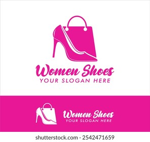 women shoes logo vector illustration template design concept for shoes store shop fashion and feminine