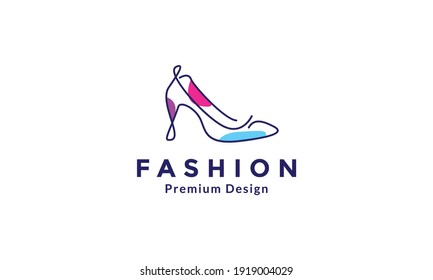 women shoes modern line art colorful logo design vector icon symbol illustration