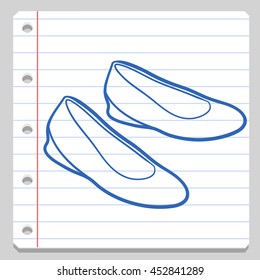 Women Shoes Notebook School Doodle vector illustration sketch.