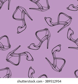 Women shoes seamless pattern vector hand drawn illustration
