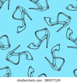 Women shoes seamless pattern vector sweet cake hand drawn illustration

