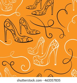Women shoes, Seamless vector pattern.