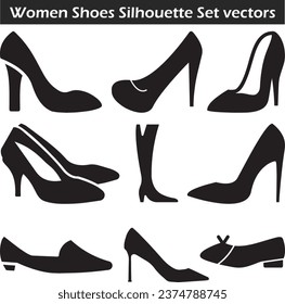 Women Shoes Silhouette Vector Set