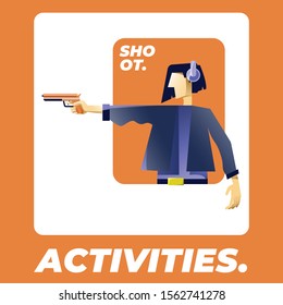 women shoot training vector design illustration