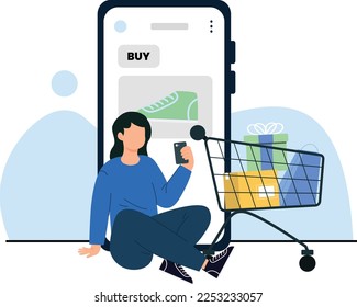 women shoping in a marketplace with digital platform using smartphone