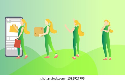 Women Shopping Character for ecomerce web template vector