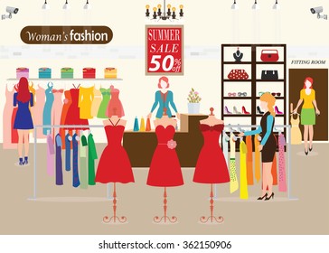 Clothing Shop Vector Art & Graphics