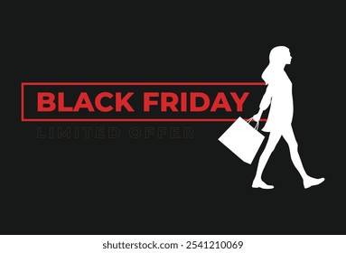 Women shopping silhouette black friday logo