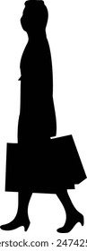 Women Shopping Silhouette. Isolated Vector Illustration in Flat Design.