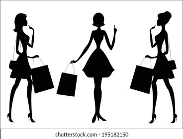 Women shopping. Silhouettes.