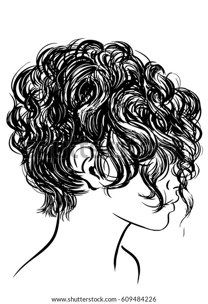 Women Short Curly Haircut Stock Vector Royalty Free 609484226