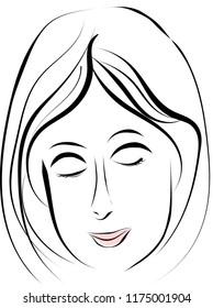 Women, short hair, eyes closed, happy, white-black stripes Vector illustrations For hair coloring or styling.