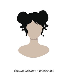 Women short hair style icon, logo women faceless stock illustration vector