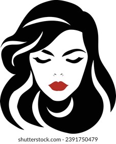 women short hair style icon, logo women face on white background.  vector illustration of white background