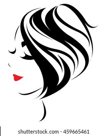 Icono de cabello corto de mujeres, logotipo de mujeres en fondo blanco, vector