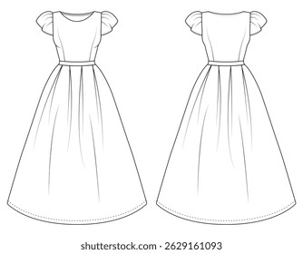 women short sleeve Georgette frock  flair top vector art  design