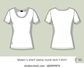 Women short sleeve round neck t-shirt. Template for design, easily editable by layers.