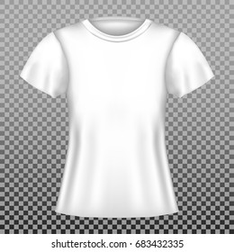 Women short sleeve t-shirt template. Vector realistic design mockup. 