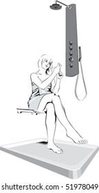 women in shower