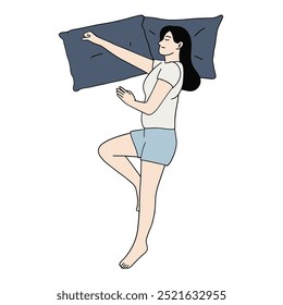 Women side sleeping illustration vector