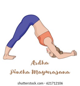 Women silhouette. Dolphin Yoga Pose. Ardha Pincha Mayurasana Vector illustration
