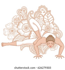 Women silhouette. Dragonfly yoga pose. Maksikanagasana Vector illustration