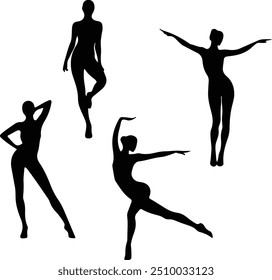 Women silhouette - Female dance poses set designs