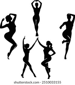 Women silhouette - Female dance poses set designs