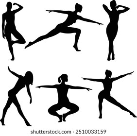 Women silhouette - Female dance poses set designs