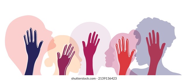 Women silhouette head isolated. Women's history month banner.	