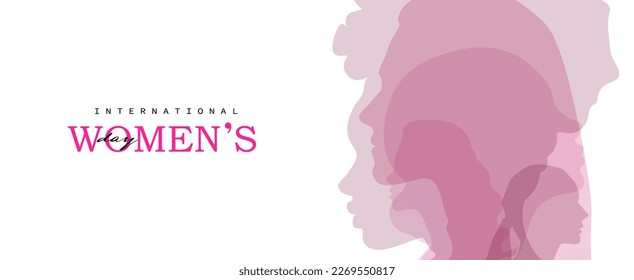 Silhouette femenina aislada. Cartel del mes de la historia de la mujer.